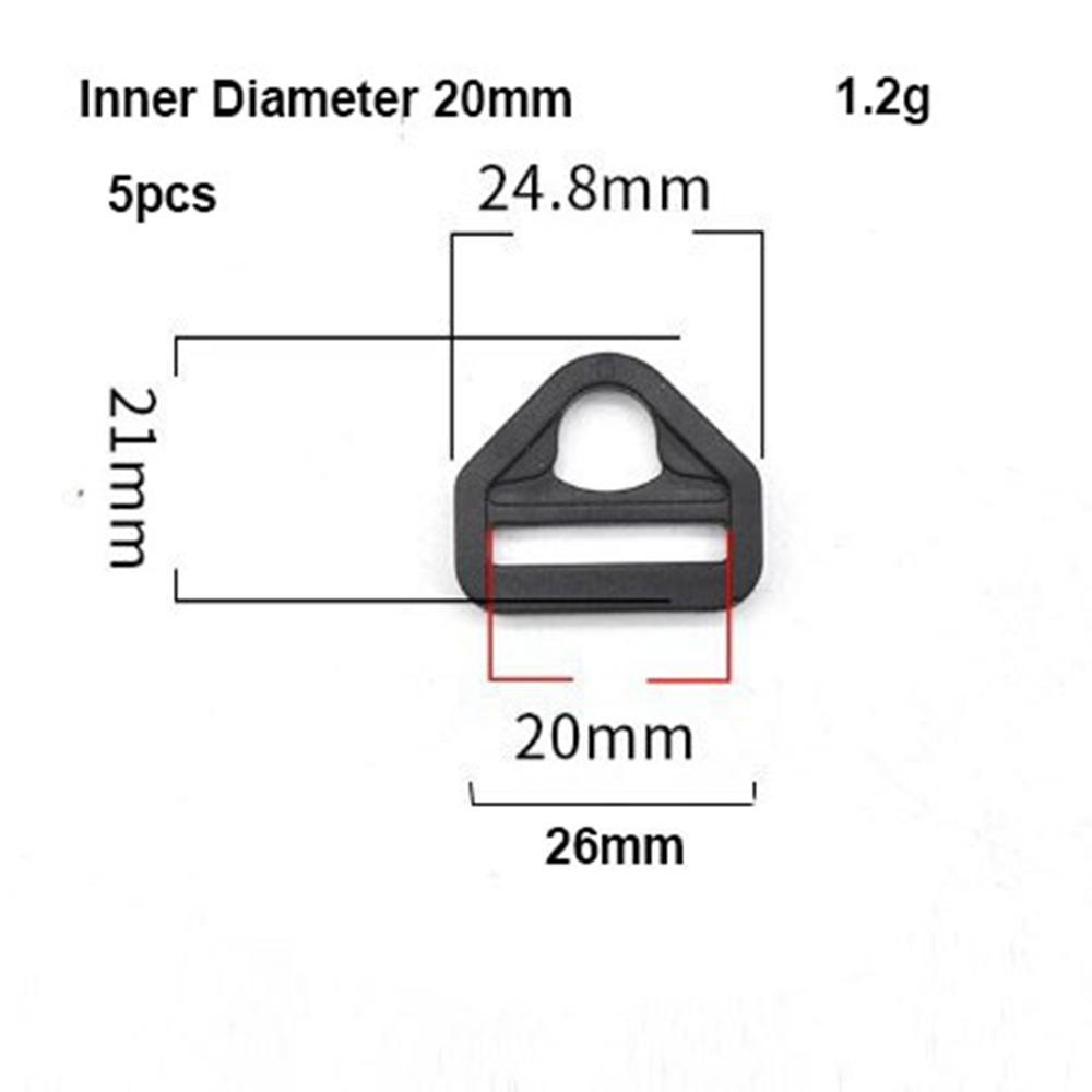 10pcs Plastic D-Ring Loop Insert Buckle 20/25/32/38/50mm Black Webbing Adjuster With Bar Swivel Clip