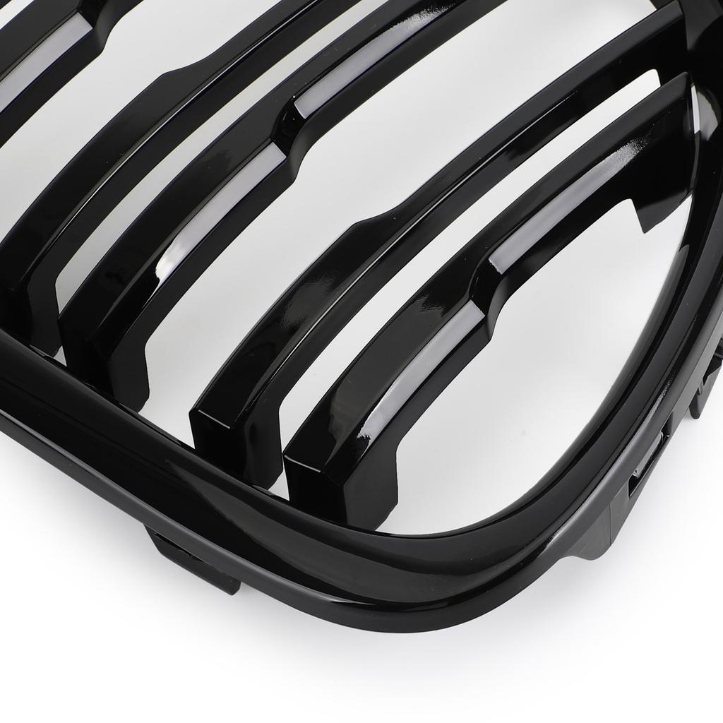Gloss Black Dual Slats Front Hood Kidney Grill Grille Fit BMW X1 E84 2009-14 SUV