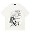 Grunge Distressed White Graphic Tee Vintage "Rise" Halftone Print Short Sleeve