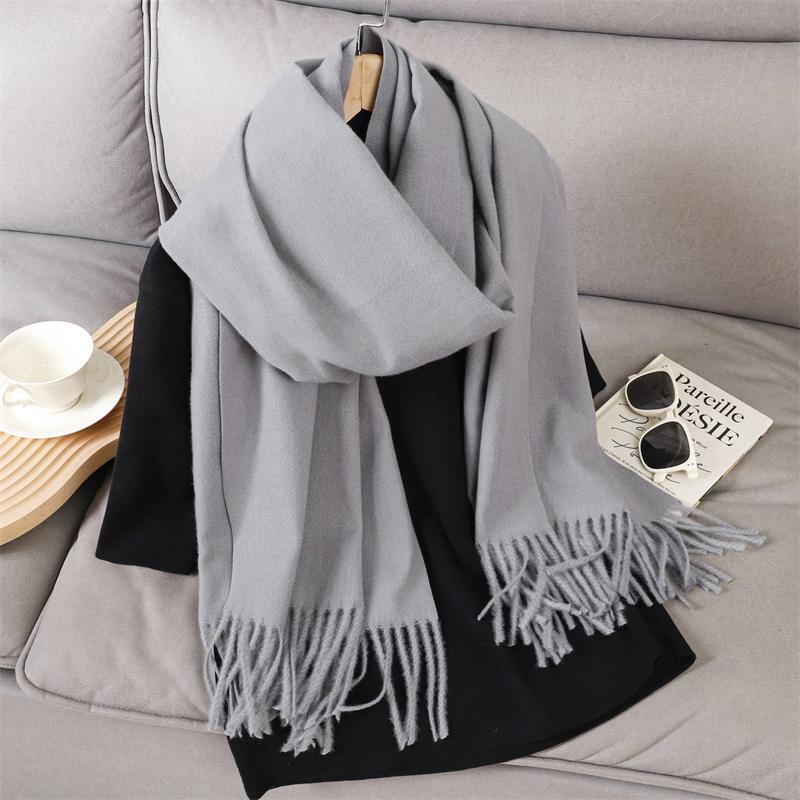 Fashion Luxury Solid Women Winter Scarf Warm Thicken Cashmere Shawl Outdoor Tassels Pashmina Lady Wrap Windproof Scarves