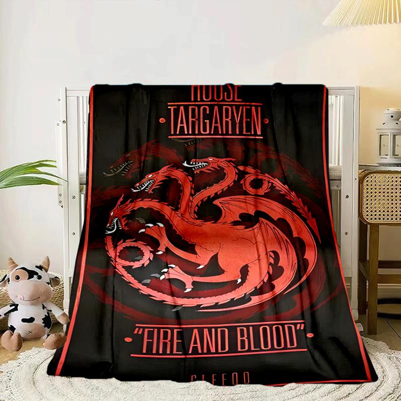 Thrones Dragon Fire And Blood Blanket Flannel Blanket for Bed, Sofa, Camping, Hiking, Picnic Essentials, Gift for Family Fan Gifts
