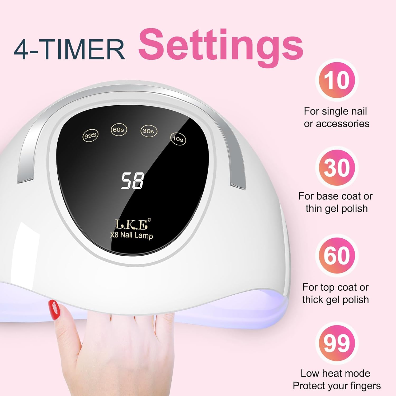 

LED Nail Lamp 150W with Timer & Auto Sensor for Gel Nails, 24Pcs Lamp Beads United States