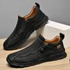 Men's Low-top Leather Shoes Zipper Casual Sneakers Plus Size 39-46