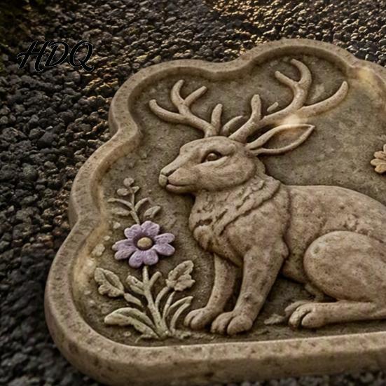 Garden Walkway Paver Reusable Rabbit Stepping Stone Mold Concrete Cement Casting Mold for DIY Silicone Form Decor Path Mould Outdoor Decoration