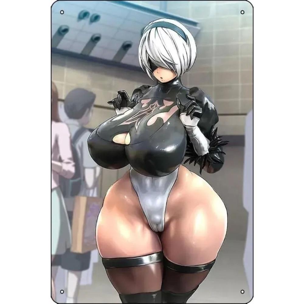 Decorative Metal Tin Sign, Anime Fitness Girl, 20x30 cm