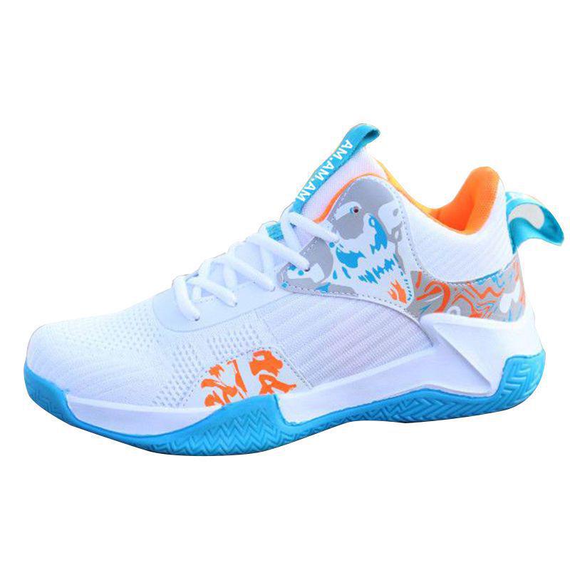 Men’s 2025 Breathable Flyknit Basketball Shoes with Thick Sole, Mid-High Top, Non-Slip Outdoor Sports Design