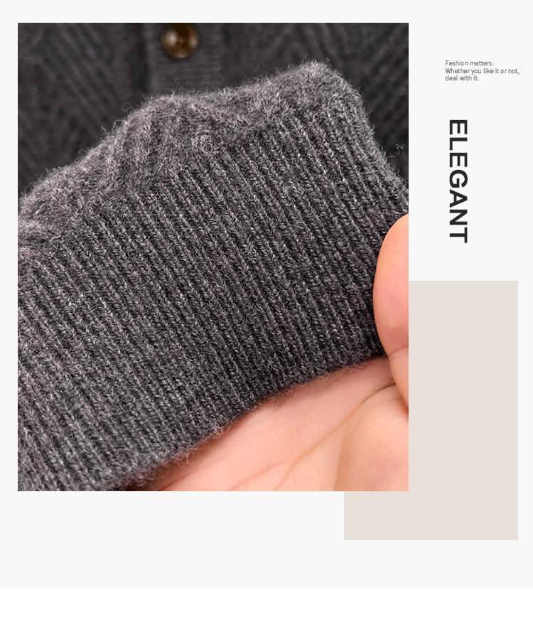 Herren Premium 100% Wolle Dicker Winterpullover mit Jacquard-Design