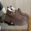 [Yushilai] Suede Thick-soled Warm Short Boots for Women In the Winter of 2025, the New Retro Thick-heeled Temperament Is a Pedal.