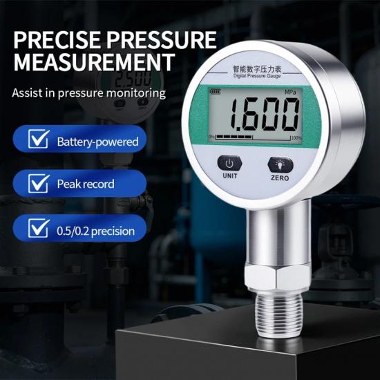 60mm Dial Size Stainless Steel Intelligent Digital Display Pressure Gauge High-precision Water Air Pressure Meter ManometER