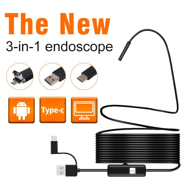 Buy 7mm Lens Android Endoscope Camera 1M 2M Wire TypeC/USB/MicroUSB
