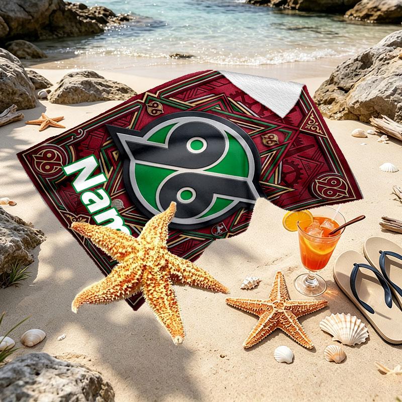 Custom Name Personalized Hannover 96 Football Print Beach Towel, for Trip Camping Beach Party Home Decor, Birthday Gift for Family & Friends