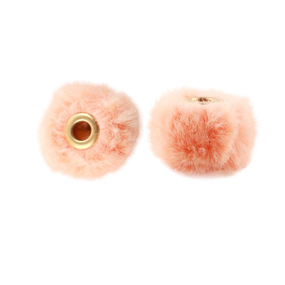 20Pcs/lot 20MM Pompom Beads Plush Fur Covered Ball Bead Charms Straight Hole Big Hole Spacer Beads For Handmade Jewelry Access
