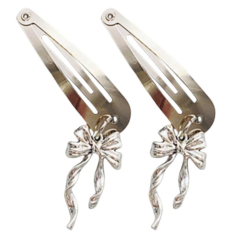 Metallic Bowknot Pendant Hair Clip Elegant Hairpin Duckbill Clip Side Barrettes for Women Side Bangs Hair Styling Clip