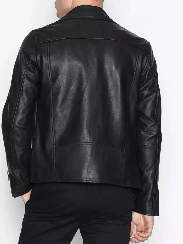 Black Stylish Leather Handmade Genuine Fit Lambskin Biker Real Soft Men's Jacket