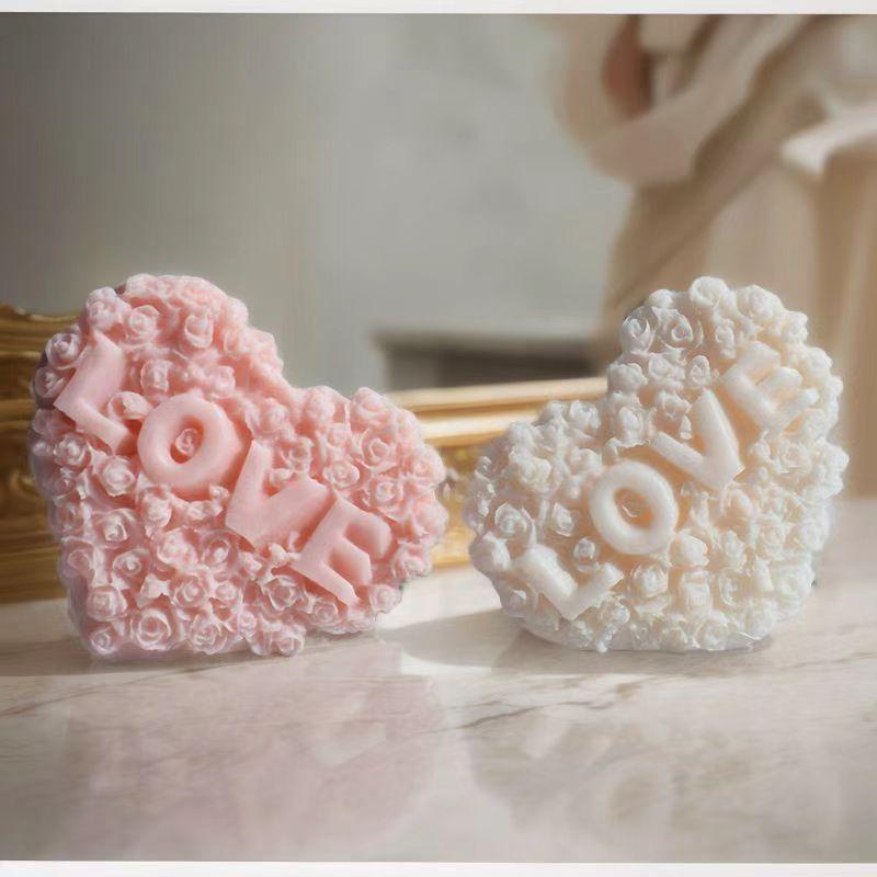 1 szt. Silikonowa forma w kształcie serca róży DIY Miłość Kwiat Świeca Gips Narzędzie do robienia Czekolada Forma do lodu