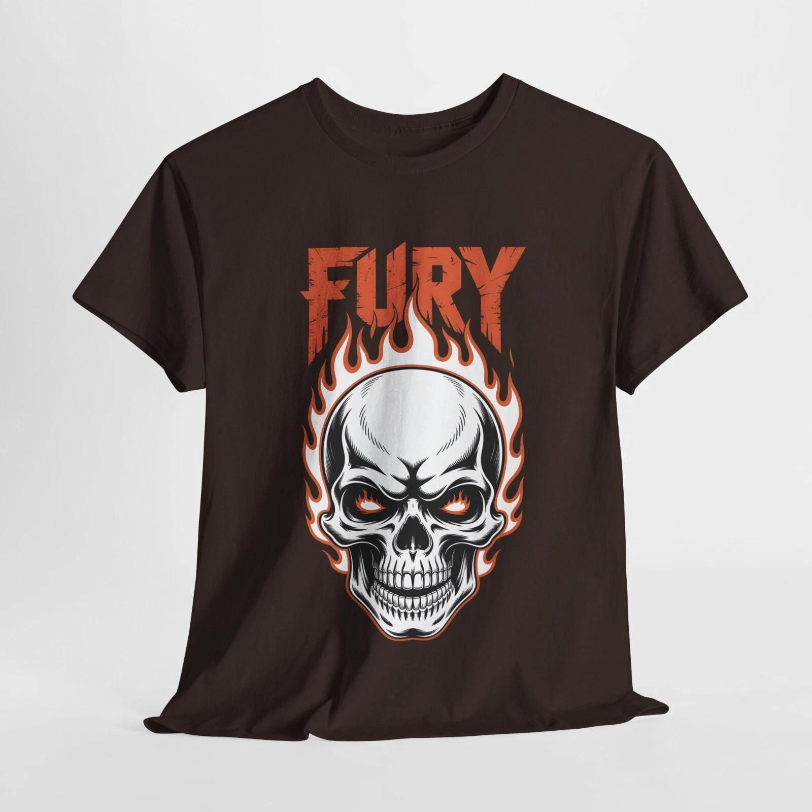 Fury Skull Graphic Tee | Unisex Cotton T-Shirt, Edgy Rock Style, Festival tee L