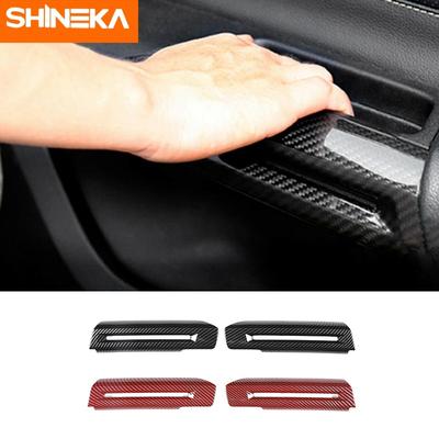 SHINEKA Auto Carbon Fiber Interior Door Armrest Decoration Cover Stickers For Ford Mustang 2015 2016 2017 2018 Car