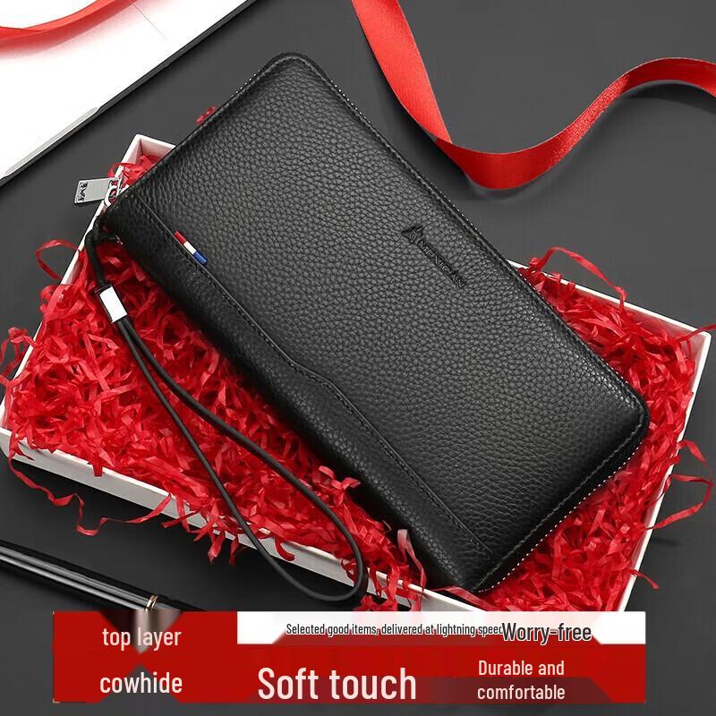 Мужской кошелек-клатч на молнии из натуральной кожи высшего качества