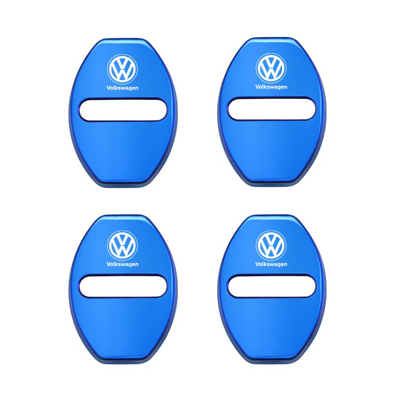 4Pcs Metal Car Door Lock Cover Protective Buckle Cover Sticker For VW Golf Polo Tiguan Touran Jetta Passat CC T5 GTI Magotan GTD zr9