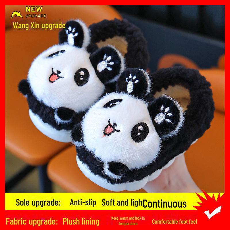Children's Non-Slip Furry Cotton Slippers for Boys and Girls - Warm Winter Home Footwear with Parent-Child Options