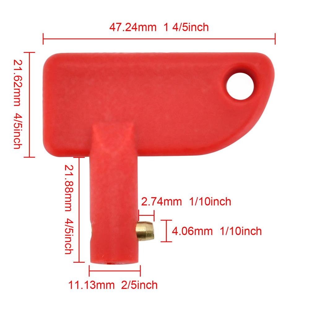 2X Battery Disconnect Switch Key Spare Mini Key Battery Disconnect Isolator Power Kill Switch Compatible with Marine Boat RV Car ATV Auto Truck Red