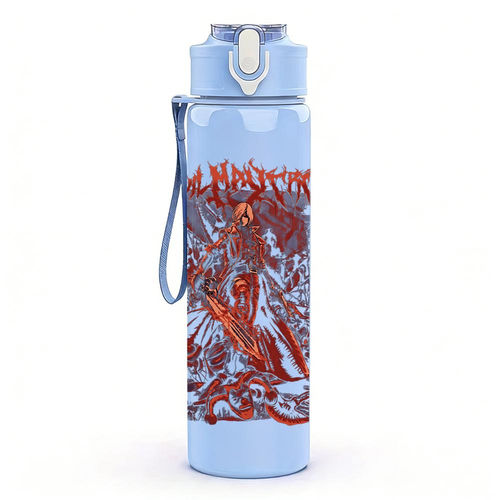 1PC Faint city map line sketch print 750ml colorful plastic sports water bottle leakproof pop up lid with straw for outdoor work home use