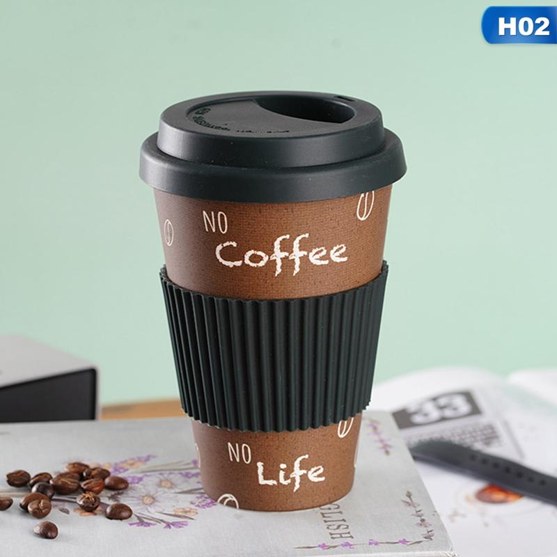 

Термостойкая кружка из бамбукового волокна, кофейные кружки с силиконовой крышкой, для чая, молока, с рисунком медведя, посуда для напитков, бутылка для воды 470 мл 401-500ml