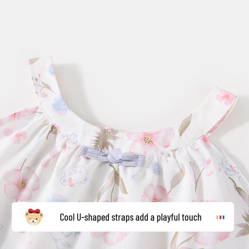 Classic Teddy Girls' Floral Strap Summer Dress
