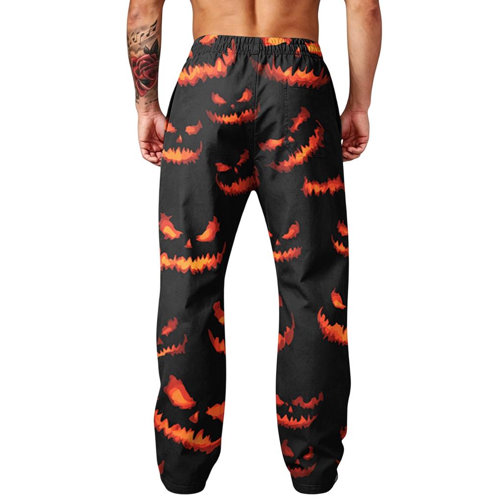 Men's Halloween Printed Sweatpants with Pockets Loose Fit Jogger Pants for Sports