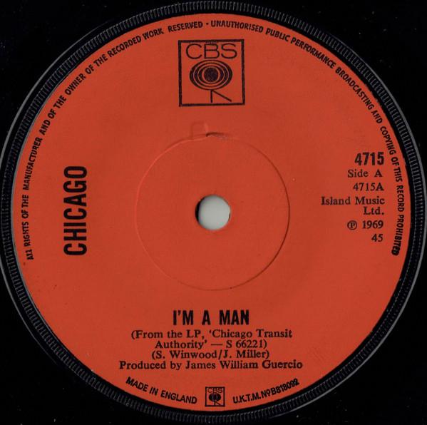 7-дюймовая пластинка CHICAGO Im A Man 4715 CBS 1969 UK Rock Б/у