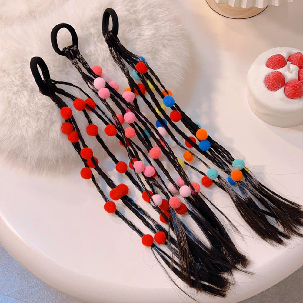 

Милые девушки красочные шариковые парики твист головной убор парики хвост повязки на голову подарки на день рождения