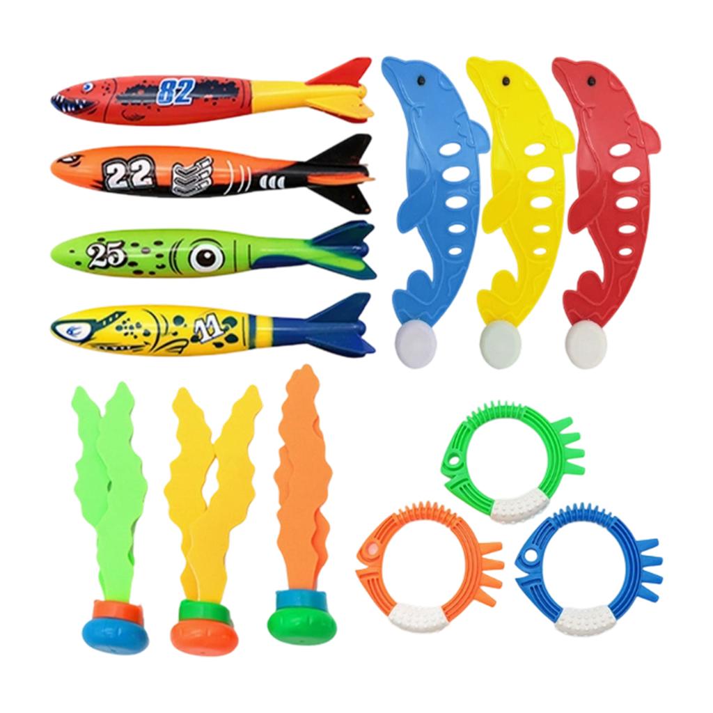 Kids' Diving Toys Set: Swimming Pool Dive Torpedoes, Water Rings, And Diamonds