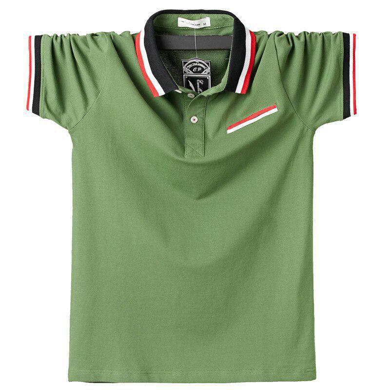 

Men Short Sleeve Polo Shirt Summer Cotton Business Casual Clothing Plus Size Loose Fit Male KTB 3XL зелений