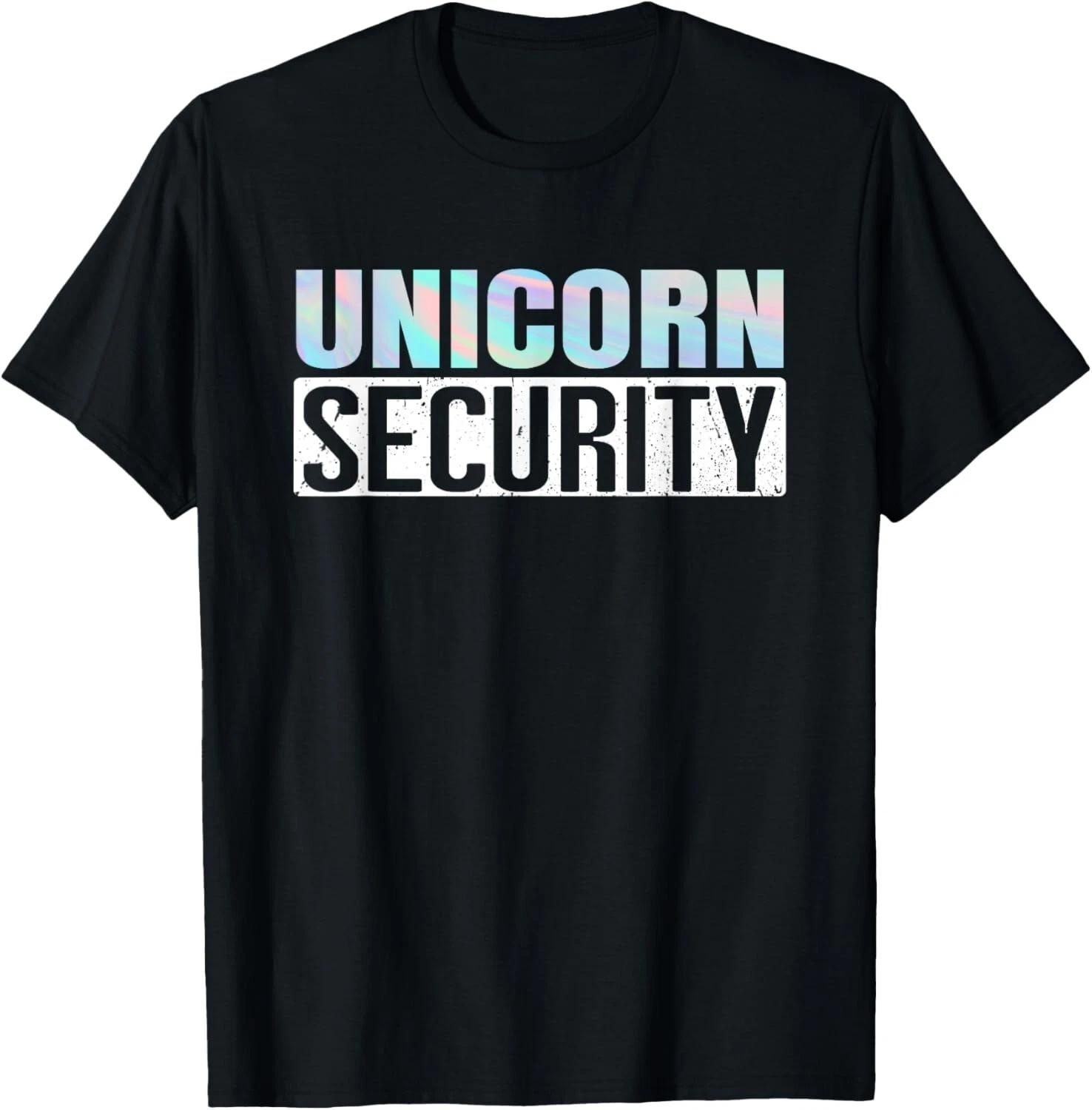 Halloween Adult T- Shirt Unicorn Security T- Shirt Black Small Classic Fit Short 3XL