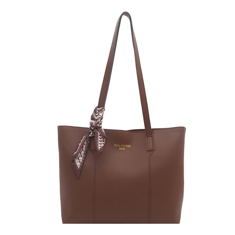 

Foreign trade season new women s large-capacity bag women s large-capacity fashion shoulder bag retro portable tote bag коричневий