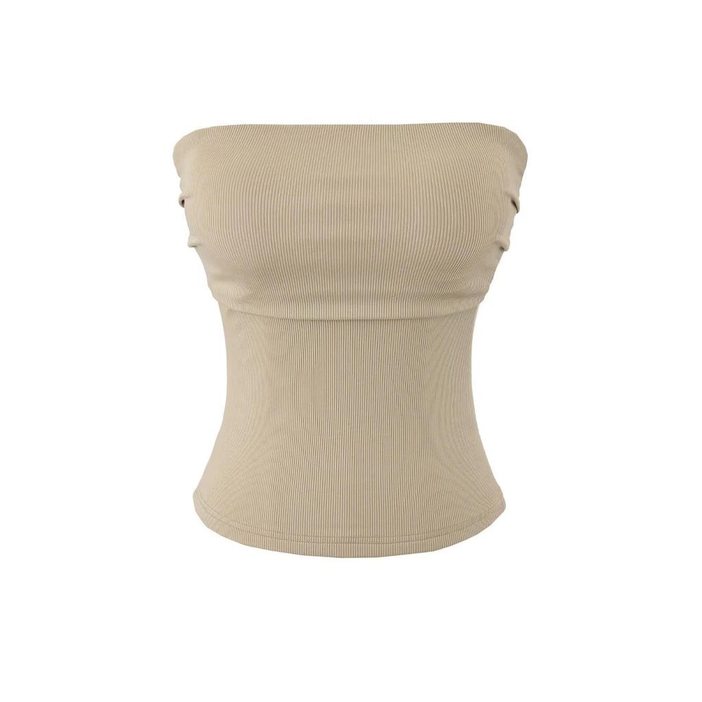 Elegant Pleated Strapless Top with Chest Pads and Non-Slip Design