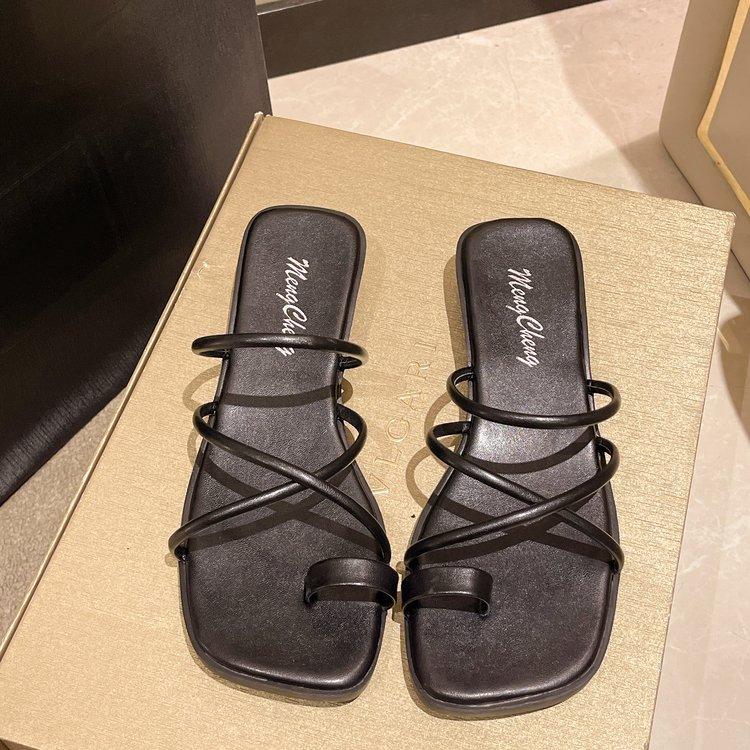 

Новое поступление лета, повседневные модные однотонные тапочки на тонком ремешке, удобные нескользящие женские сандалии с открытым носком и квадратным носком, НЕТ:X8 40