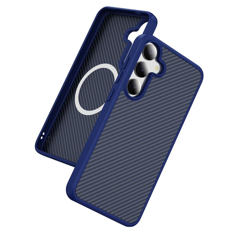 Armor Shockproof Carbon Fiber Texture Phone Case For Samsung S25 Ultra S25 S24 S23 Ultra Plus For Magsafe Magnetic Hard Cover