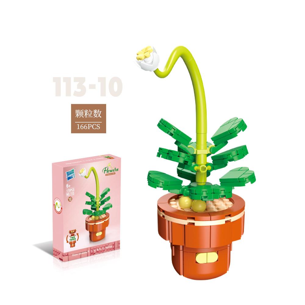 Flower Potted Plant Succulents Building Blocks Ornaments Models Home Decoration Flower Bouquet MOC Bricks Assembly Toy Kids Gift