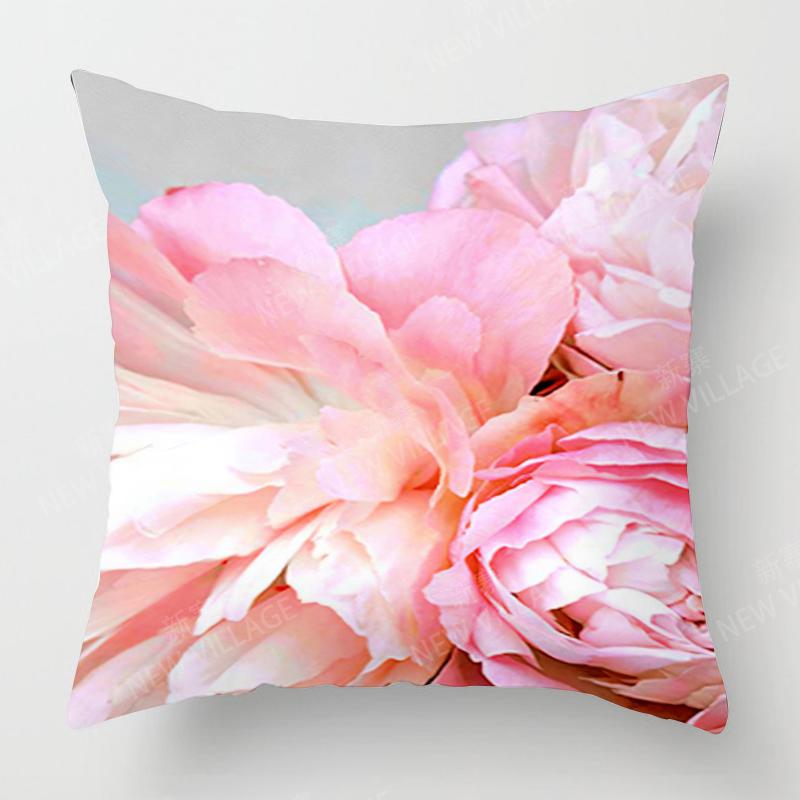 Home Decor Pink Peonies Floral Digital Print Pillow Cover Pattern Cushion Cover Suitable For Sofa Bedroom Car Pillow Cover