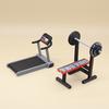 Miniaturowy Sprzęt Fitness Mini Bieżnia Maszyna do Biegania Ławka do Wyciskania Sztanga Zabawka Miniaturowy Model Sprzętu Siłowni Akcesoria do Dekoracji Domku dla Lalek 1/12