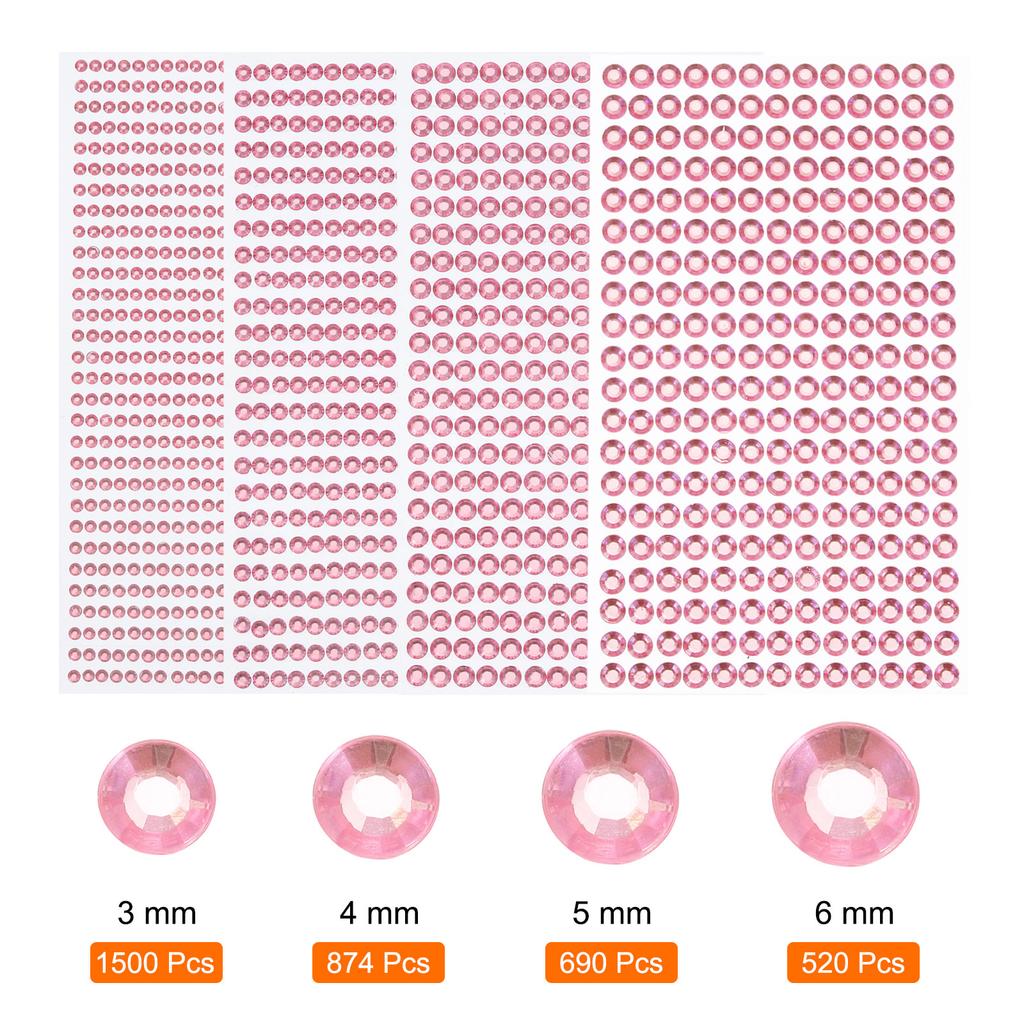 1792/3584Pcs 4/8Sheets Colorful Rhinestone Stickers 3/4/5/6 Mm Self Adhesive Rhinestones Gems Stickers for DIY Decoration Crafts