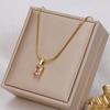 Crystal Zirconia Square Diamond Necklace, Bracelet & Earrings Set in Women's Titanium Steel Clavicle Chain Jewelry