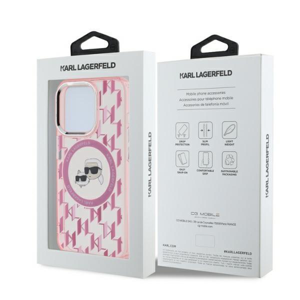 Karl Lagerfeld Klhmp15Lhmckmhp Iphone 15Pro 6.1 Różowy/Pink Iml Monogram Karl&Choupette Head Magsafe