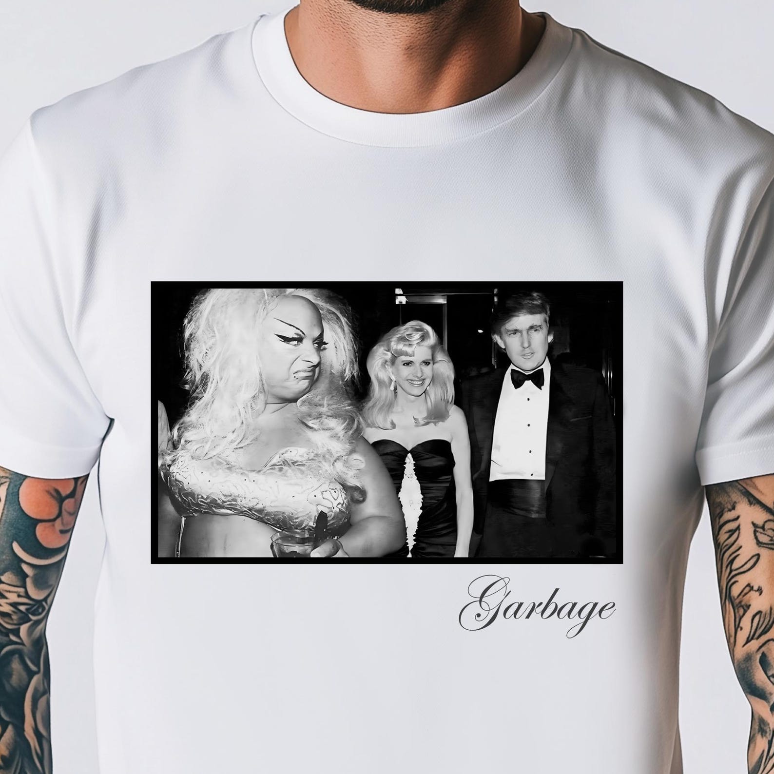 Divine meets Trump Shirt Garbage Edition, Anti-Trump Satire Tee, Divine Ivana Donald Drag Icon Graphic T-Shirt DarkText 2XL