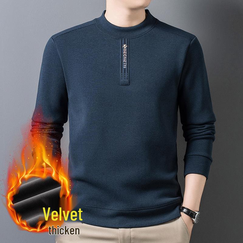 Herren Warmer Fleece-Pullover mit halbem Stehkragen und Plus-Samt - Verdickte Innenschicht für Herbst/Winter 2025