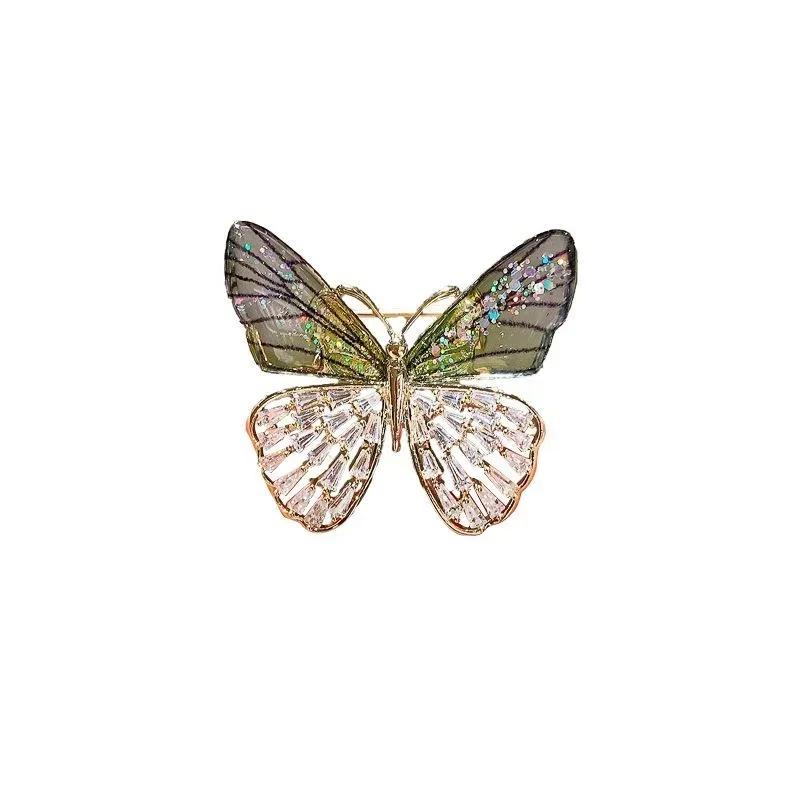 Fashionable Crystal Butterfly Brooch for Women's High-end Temperament Coat Sweater Accessories Cute Cartoon Ins Brooch Pendant