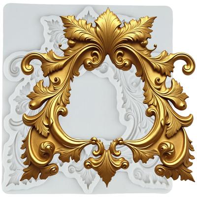Baroque Embossed Photo Frame Silicone Mold Picture Frame Fondant Molds Cake Decorating Tools Theme Cake Dessert Decorated Chocolate Candy Mold