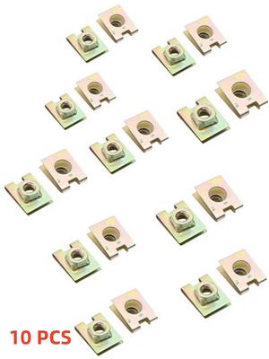 10Pcs M6 6mm Metal U-Type Plate Nut Speed Clips U-Clip Speed Nuts Fasteners Set