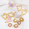 2pcs Stainless Steel Enamel Butterfly Pendants Crystal Bead Imitation Pearl Shell Heart Charm DIY Trendy Necklace Jewelry Making